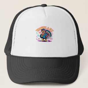 Graffiti Turkey Vibes � Thankful & Fly Cartoon Art Trucker Hat