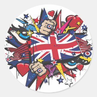 Graffiti UK flag English London pop art graff Classic Round Sticker