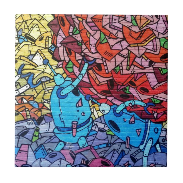 Graffiti Urban Painting Abstract Ceramic Tile (Front)