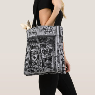 Graffiti Urban Street Black And White Grunge Tote Bag