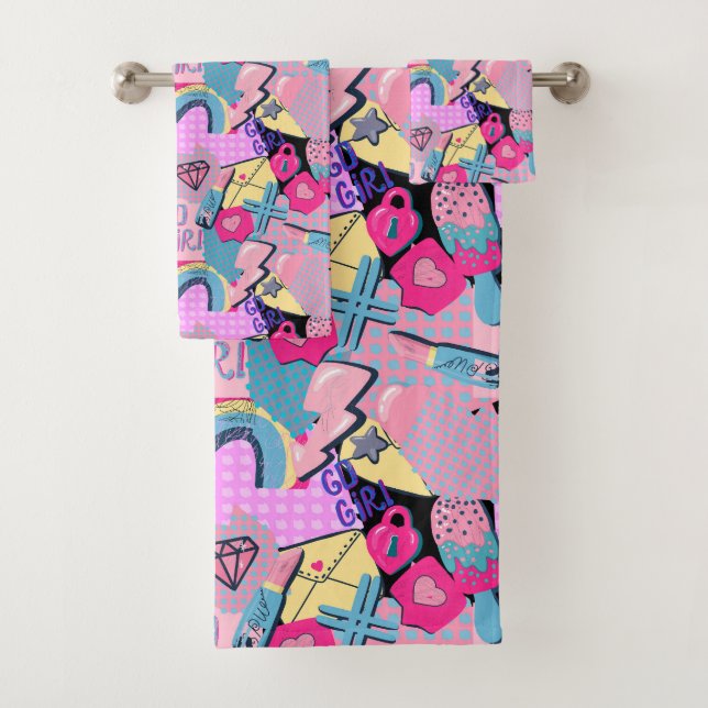 Graffiti Urban Streetwear Pattern  Bath Towel Set (Insitu)