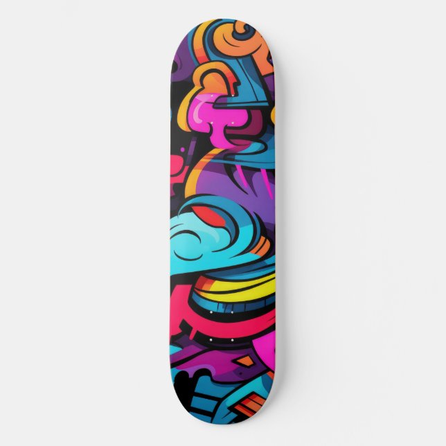 Graffiti Vibes Skateboard - Street Art Fusion (Front)