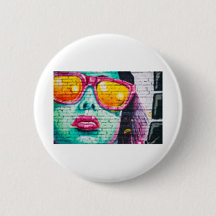 graffiti wall 6 cm round badge