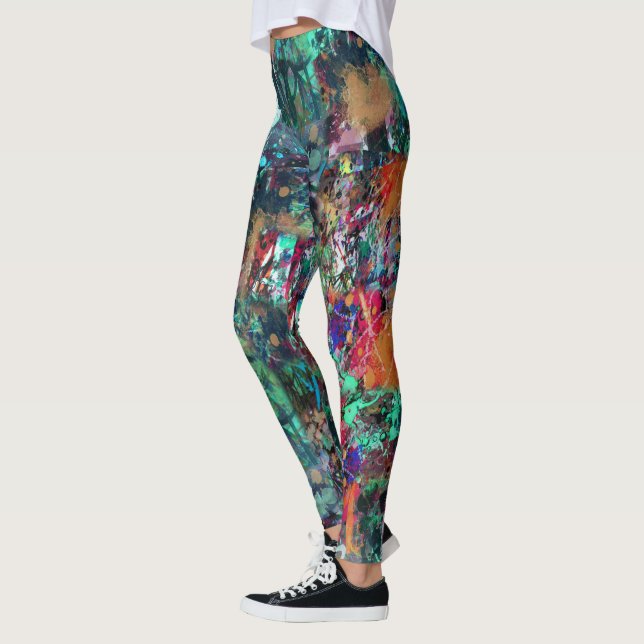 Graffiti Wall and Spray Paint Splatter Leggings (Left)