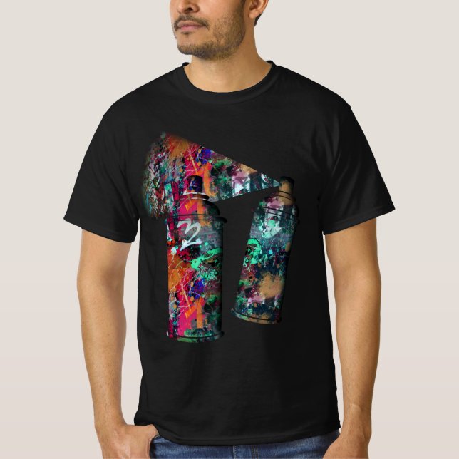 Graffiti Wall and Spray Paint Splatter T-Shirt (Front)