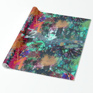 Graffiti Wall and Spray Paint Splatter Wrapping Paper