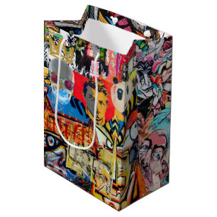 Graffiti wall art collage  medium gift bag