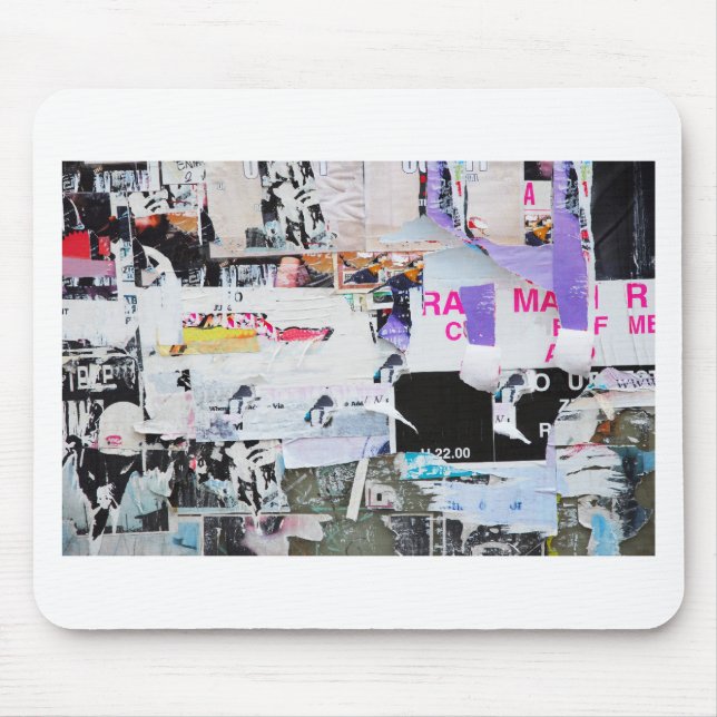 Graffiti Wall Banksy Style Torn Paper Mouse Pad (Front)