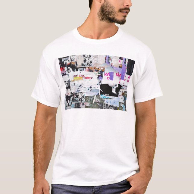 Graffiti Wall Banksy Style Torn Paper T-Shirt (Front)