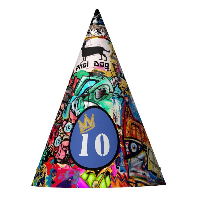 Graffiti wall collage  party hat (Front)