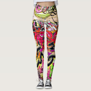 Graffiti wall, urban art leggings