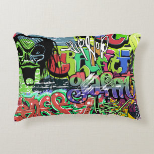 Graffiti Wall: Urban Hip Hop Decorative Cushion