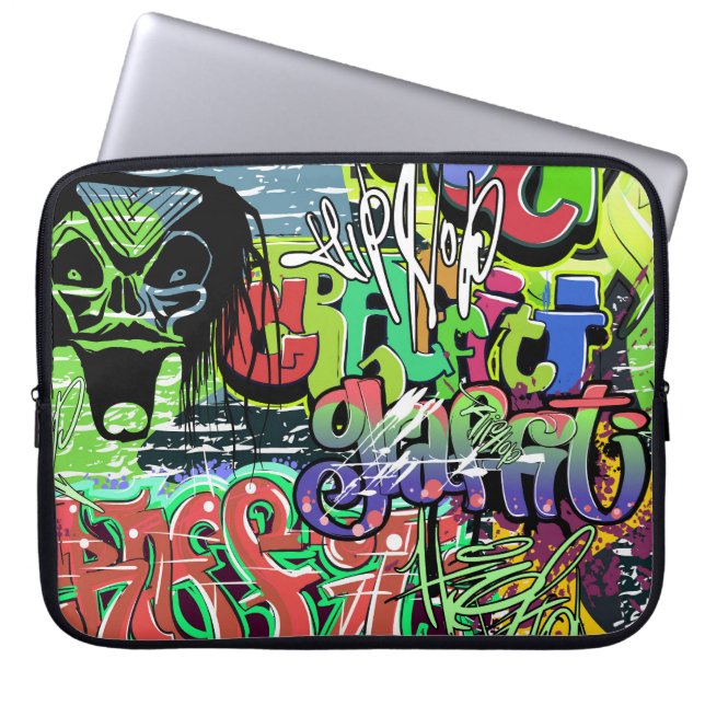 Graffiti Wall: Urban Hip Hop Laptop Sleeve (Front)