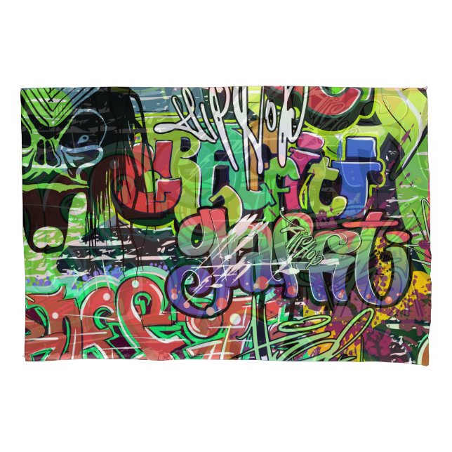 Graffiti Wall: Urban Hip Hop Pillowcase (Front)