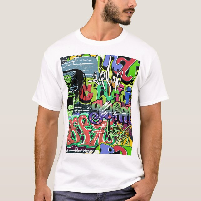 Graffiti Wall: Urban Hip Hop T-Shirt (Front)