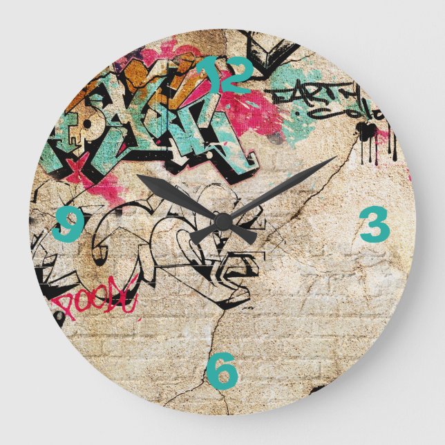 Graffiti with Numbers Large Clock (Front)