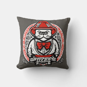 Graffiti Wizard Mascot Logo – Black & White Japane Cushion