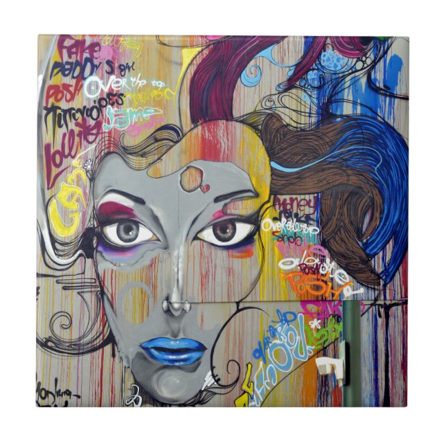 Graffiti Woman Ceramic Tile (Front)