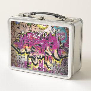 Graffiti word art retro fun lunch box