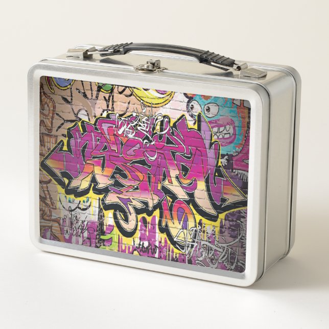 Graffiti word art retro fun lunch box (Front)