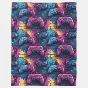 Graffitti GameController Urban Pattern Gamer Room Fleece Blanket