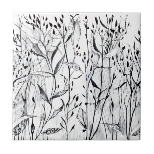 Grafisches Bild von Pflanzen Ceramic Tile