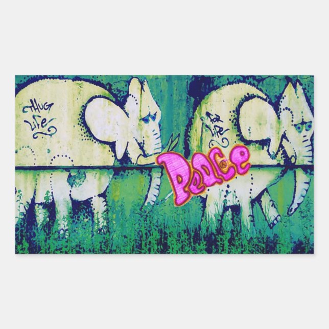 grafitti elephants rectangular sticker (Front)