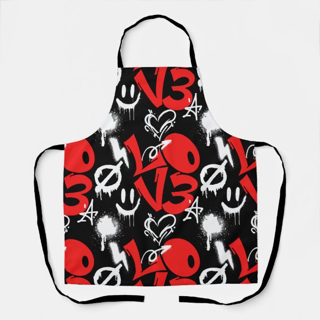 grafitti LOVE B. Black BG Apron (Front)
