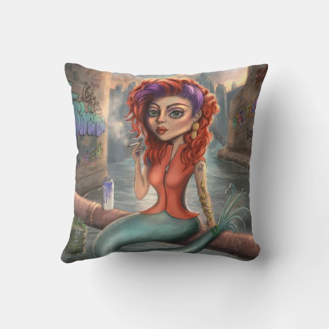 Grafitti Mermaid Cushion (Back)