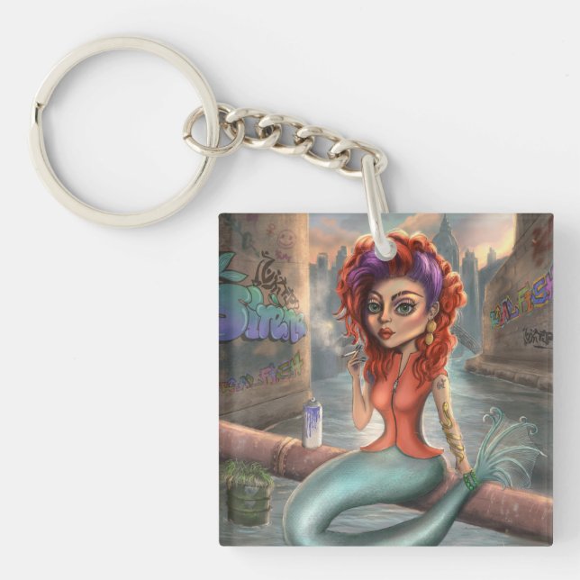Grafitti Mermaid Key Ring (Front)