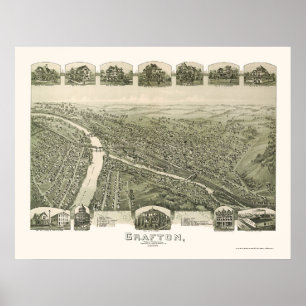 Grafton, WV Panoramic Map - 1898 Poster