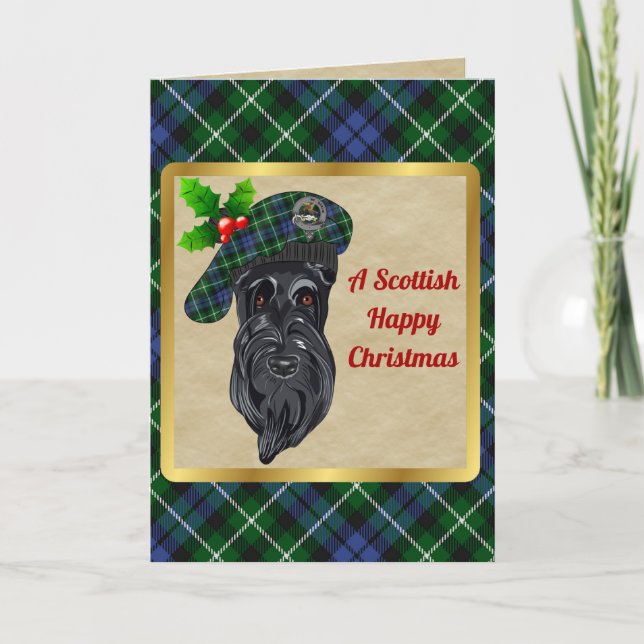 Graham Badge & Tartan Personalised Xmas Card (Front)