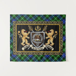 Graham Clan Badge & Motto w/Lions  Tapestry
