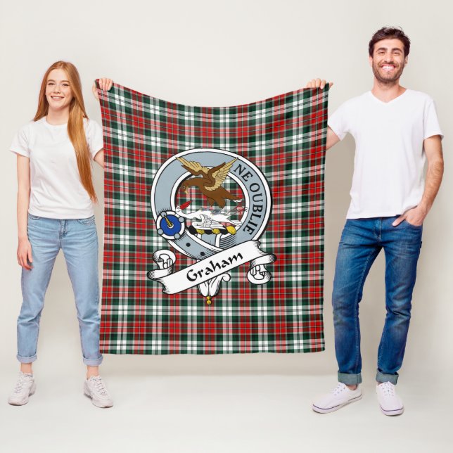 Graham Clan Badge Tartan Plaid Fleece Blanket (In Situ)