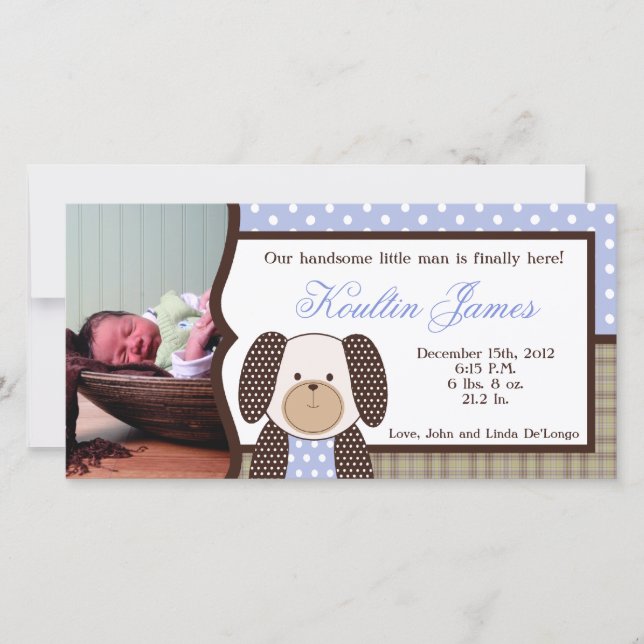 Graham Crackers Boy Blue Photo Birth Announcement (Front)