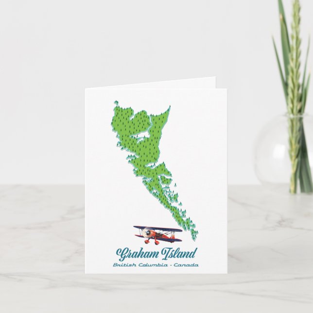 Graham Island British Columbia Travel map Note Card (Front)