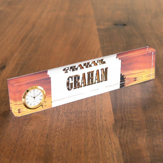 Graham  Name Made With A Sunset Image, Nameplate (Side)
