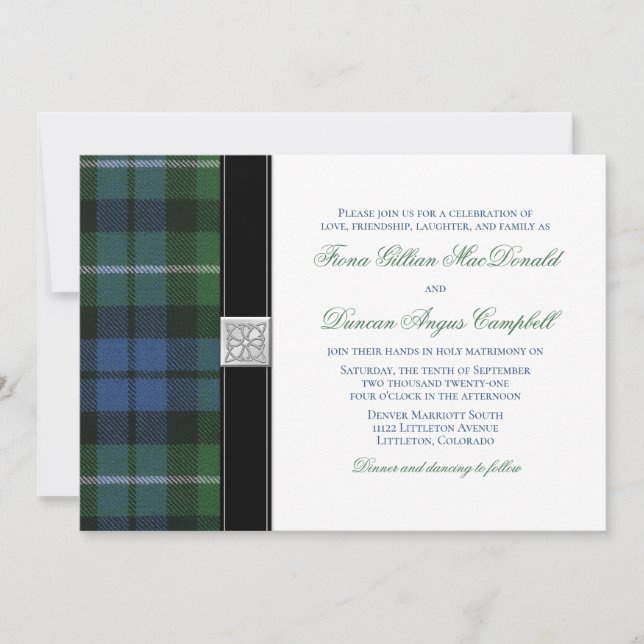 Graham of Montrose Ancient Tartan Celtic Wedding Invitation (Front)