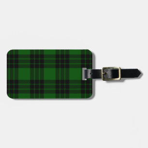 Graham tartan green black plaid luggage tag