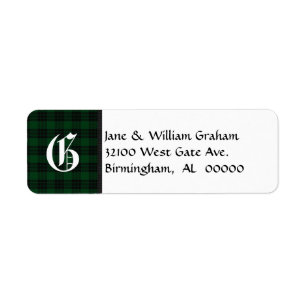 Graham Tartan Plaid Monogram Address Labels