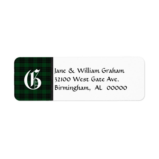 Graham Tartan Plaid Monogram Address Labels (Front)