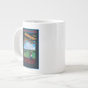 Grahame-White And Plane over Aerodrome Poster Large Coffee Mug