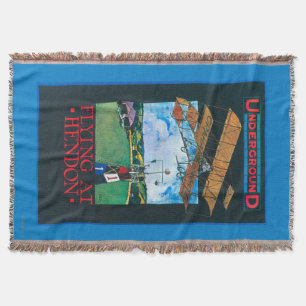 Grahame-White And Plane over Aerodrome Poster Throw Blanket