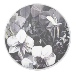 Grain Black & White Orchid Ceramic Knob