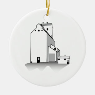 Grain Elevator Ceramic Tree Decoration