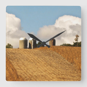 Grain Harvest Square Wall Clock