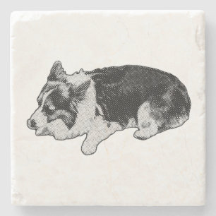 grain-soft rest, corgi stone coaster