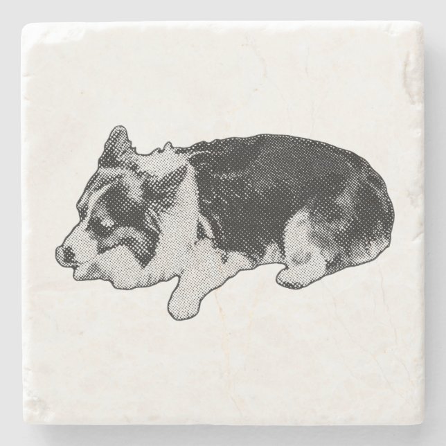 grain-soft rest, corgi stone coaster (Front)