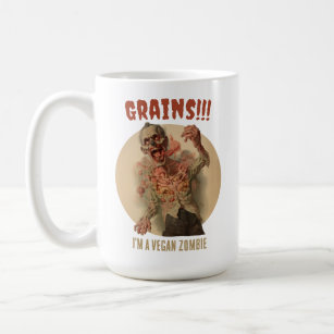 Grains I'm A Vegan Zombie Funny Vintage Horror Coffee Mug