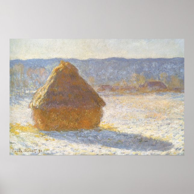 Grainstack in Morning, Snow Effect by Claude Monet Poster (Front)